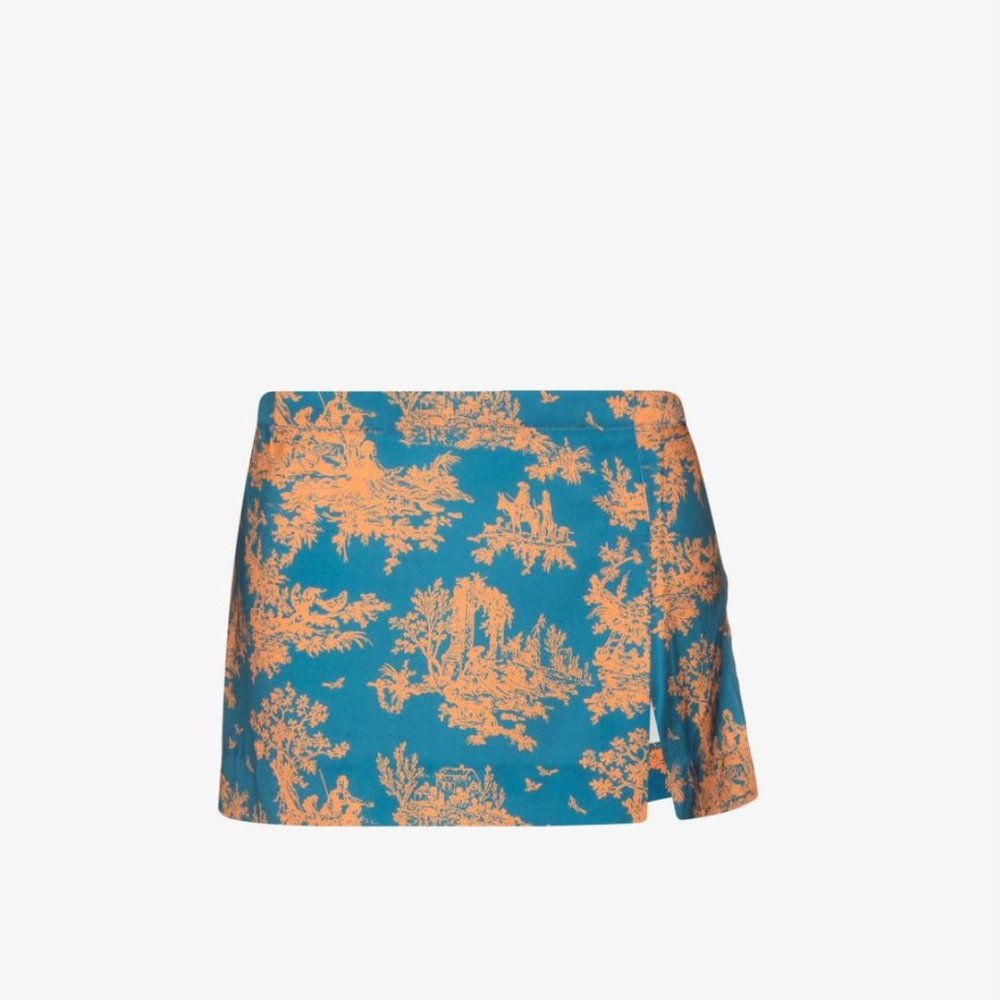 NWT Miaou blue & orange toile  mini skirt - Sz L